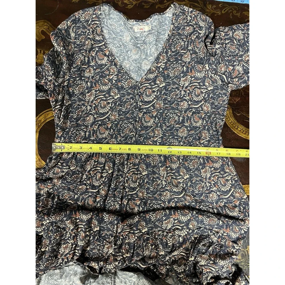 Faherty Isabella Floral Tiered Longsleeve Midi Dress Cottage Country Boho Fall S